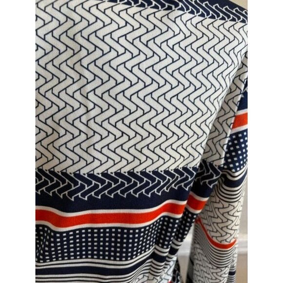 Vintage Alta Costura Long-Sleeve Striped Pattern Collared Midi Dress With Belt - Picture 9 of 10